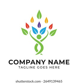 Vibrant Tree of Life Logo Design Representing Growth and Well being with Colorful Leaves