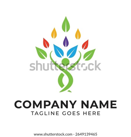 Vibrant Tree of Life Logo Design Representing Growth and Well being with Colorful Leaves