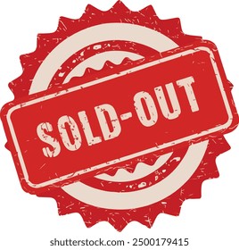 a vibrant and trendy illustration of a sold out red sign