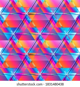 Vibrant triangle mosaic. Seamless pattern.