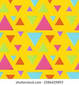 Vibrant triangles on a yellow background