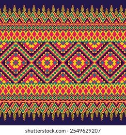 Padrão vibrante tribal diamante com negrito motivos geométricos