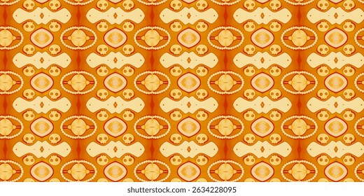 Vibrant Tribal Seamless Pattern in Orange and Yellow Tones