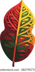 Vibrant Tropical Croton Leaf Vector Illustration Isolated on White