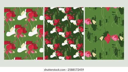 A vibrant tropical floral collection with hibiscus, monstera leaves, and bold color palettes for summer textiles, swimwear, and branding.