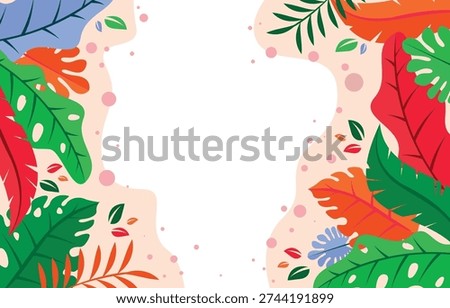 Vibrant Tropical Foliage Frame with Abstract Shapes