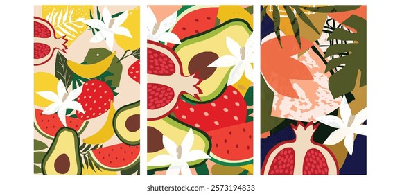 Vibrant Tropical Fruit and Botanical Patterns