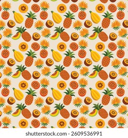 Vibrant Tropical Fruits and Flowers Pattern for Exquisite Home Decor