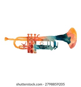 Vibrant trumpet with multicolor design