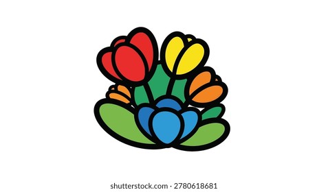 Vibrant tulip flowers in bloom bunch