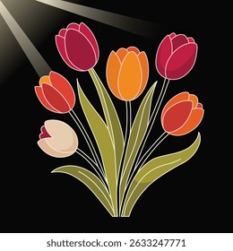Vibrant Tulip A Springtime Delight Illustration