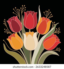 Vibrant Tulip A Springtime Delight Illustration