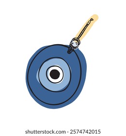 A vibrant Turkish evil eye charm illustration, symbolizing protection and luck. Ideal for cultural, spiritual, or artisan-crafted decor themes.