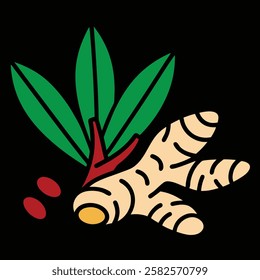 Vibrant Turmeric Root and Spice Vector Art Illustration for Culinary and Herbal Themes