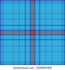 Vibrant turquoise, blue, and orange plaid pattern. Perfect for textile design, fashion, or website backgrounds.  A stylish and modern take on a classic design, offering a fresh, energetic feel.