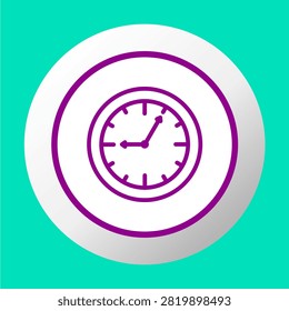 Vibrant turquoise circular 3D button featuring a classic round wall clock symbol for scheduling, timekeeping, and productivity tools.