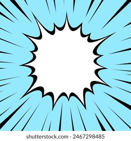 A vibrant turquoise dialogue box with explosive burst lines, ideal for comic book design and dynamic messaging.
