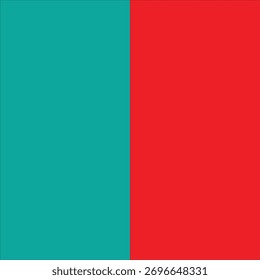 Vibrant two-tone vertical background with bright teal turquoise and bold red. An energetic color contrast for modern design, posters, or branding.