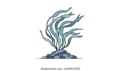 Floresta de algas subaquáticas vibrantes balançando suavemente nas correntes oceânicas, mostrando a beleza dos ecossistemas marinhos e da vida das plantas aquáticas