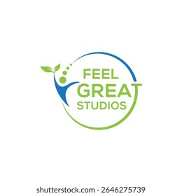 Vibrant and uplifting Feel Great Studios logo design symbolizing wellness, creativity, and positivity. Perfect for fitness centers, wellness brands, or lifestyle content creators.
