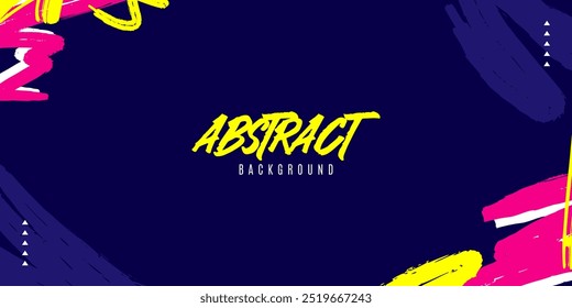 Vibrant Urban Street Background with Neon Yellow and Pink Paint Splashes in a Graffiti Style. Abstract Sporty Background with Brush Strokes and Grunge Texture Design Elements