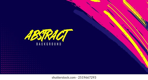 Vibrant Urban Street Background with Neon Yellow and Pink Paint Splashes in a Graffiti Style. Abstract Sporty Background with Brush Strokes and Grunge Texture Design Elements