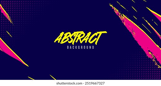 Vibrant Urban Street Background with Neon Yellow and Pink Paint Splashes in a Graffiti Style. Abstract Sporty Background with Brush Strokes and Grunge Texture Design Elements