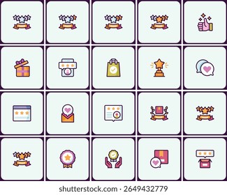 Vibrant User Experience Icon Pack: Classificações, Comentários, Recompensas e Satisfação
