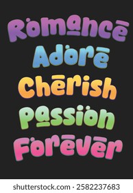 Vibrant Valentine Typography – Romantic Words in Colorful 3D Text Art