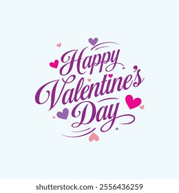 A vibrant Valentine's Day-themed typography design featuring elegant cursive lettering, vector Valentine day typography