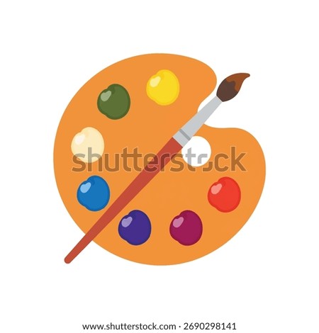 Vibrant Vector Art of an artist's palette with colorful paints and brush, perfect for art, creativity, and design projects. Icon, eps, ai.