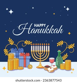 Vibrant Vector Art: Celebrating a Happy Hanukkah