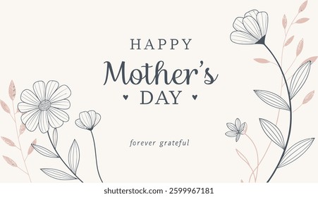 A vibrant vector art design celebrating Mother's Day, featuring blooming flowers, a loving mother with her child, and soft pastel tones, capturing the warmth, love, and appreciation for all mothers.