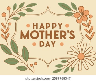 A vibrant vector art design celebrating Mother's Day, featuring blooming flowers, a loving mother with her child, and soft pastel tones, capturing the warmth, love, and appreciation for all mothers.