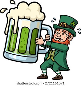 Vibrante Arte vectorial para el Día de San Patricio que muestra lindos duendes sosteniendo oro, cervezas animadas, trébol dando pulgares y herradura. Ideal para temas de la suerte y proyectos irlandeses de vacaciones.