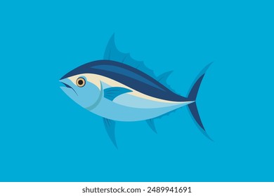 Vibrant vector artwork of a swimming tuna fish, perfect for digital products and graphic design projects.