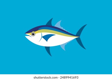 Vibrant vector artwork of a swimming tuna fish, perfect for digital products and graphic design projects.