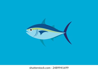 Vibrant vector artwork of a swimming tuna fish, perfect for digital products and graphic design projects.