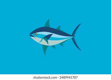 Vibrant vector artwork of a swimming tuna fish, perfect for digital products and graphic design projects.