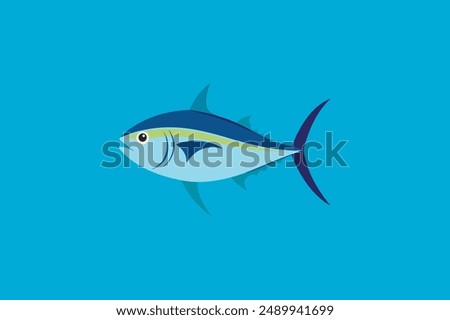 Vibrant vector artwork of a swimming tuna fish, perfect for digital products and graphic design projects.