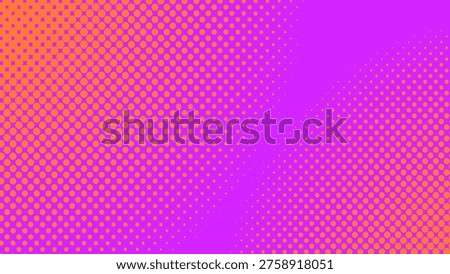 Vibrant vector background with a pop art style. Features a gradient of orange and purple dots, creating a dynamic and energetic visual effect. Desktop wallpaper design.