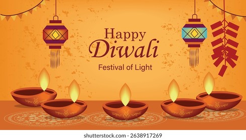 vibrant vector banners celebrating Happy Diwali, Festival of Light. Features diya lamps, lanterns, fireworks and festive patterns. Ideal for web headers, greetings and social media.