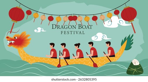 vibrant vector banners for Dragon Boat Festival (端午节). Featuring dynamic dragon boat racing, Zongzi and lanterns. Ideal for web headers, greetings and cultural events.