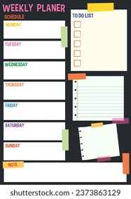 A vibrant vector cartoon illustration style template for organizing your weekly tasks