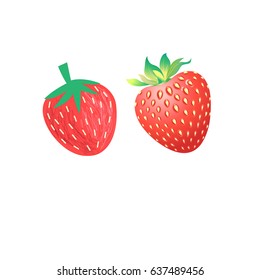 Vibrant vector delicious strawberries on white background