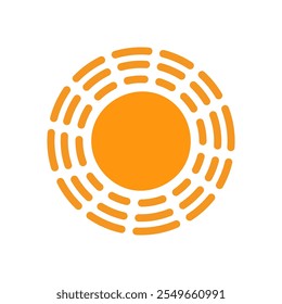 Vibrant vector design featuring circular shapes and lines in warm orange tones