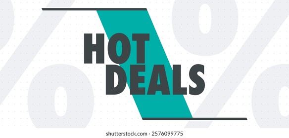 Vibrant vector design with "HOT DEALS" in bold, retro font. Dynamic background creates eye-catching, attention-grabbing look for sales, promotions, discount designs. Versatile for retail, e-commerce