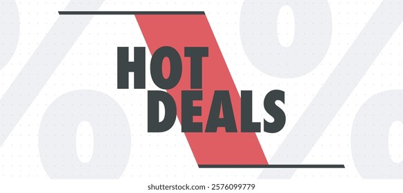 Vibrant vector design with "HOT DEALS" in bold, retro font. Dynamic background creates eye-catching, attention-grabbing look for sales, promotions, discount designs. Versatile for retail, e-commerce