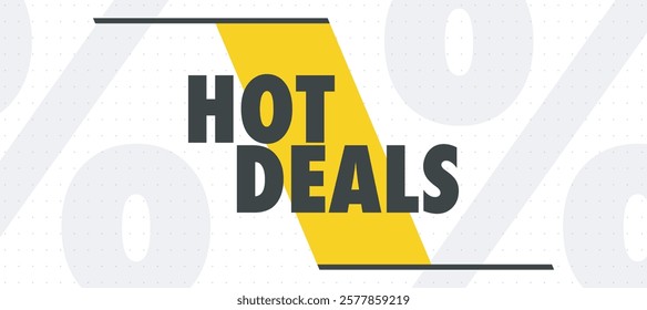 Vibrant vector design with "HOT DEALS" in bold, retro font. Dynamic background creates eye-catching, attention-grabbing look for sales, promotions, discount designs. Versatile for retail, e-commerce