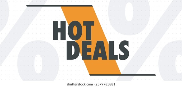 Vibrant vector design with "HOT DEALS" in bold, retro font. Dynamic background creates eye-catching, attention-grabbing look for sales, promotions, discount designs. Versatile for retail, e-commerce